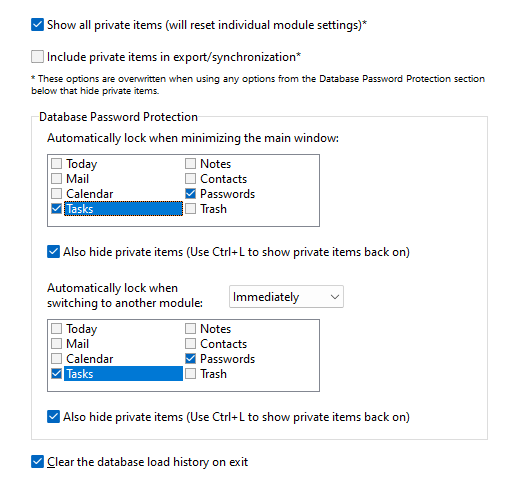 Options for managing password protection of your database