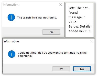Find/replace messages have more details