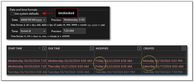 Customized date/time settings