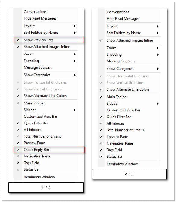 View menu in Mail