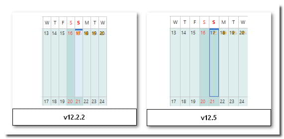 Today's date stands out more clearly in the Calendar's year view